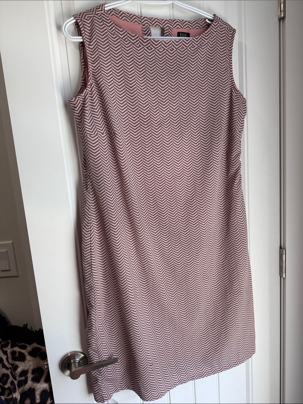 Elle Pink Chevron Midi Sheath Dress